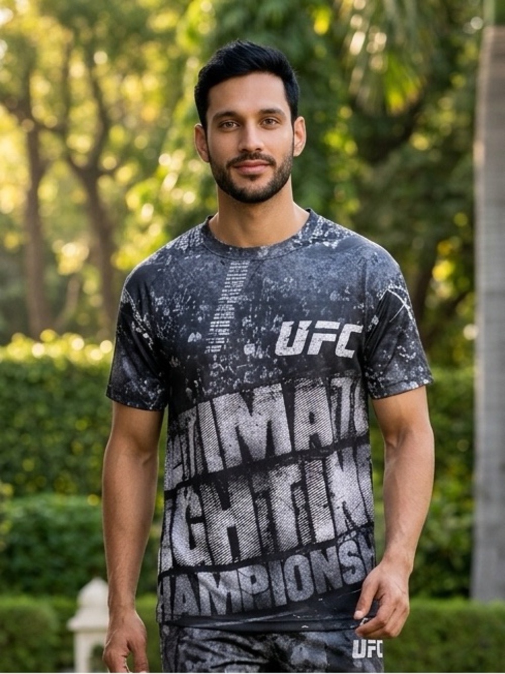 NWT UFC Men’s Black White Graphic Short Sleeve Tee Shirt - Size Medium